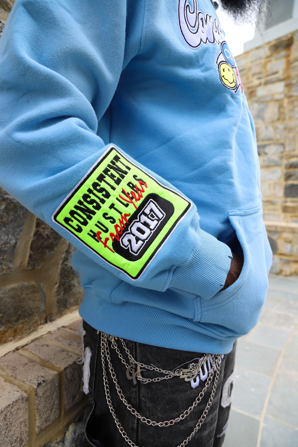 Blue Acid Wash Hoodie