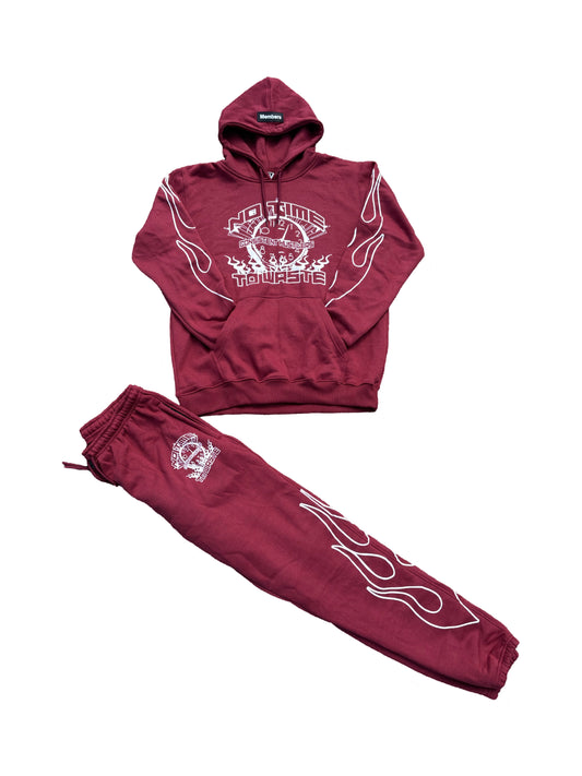 No time to waste sweatsuits (burgundy)