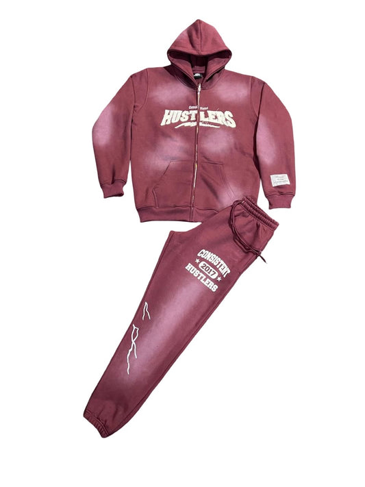 Lightning Bolt Sweatsuit (Burgundy)