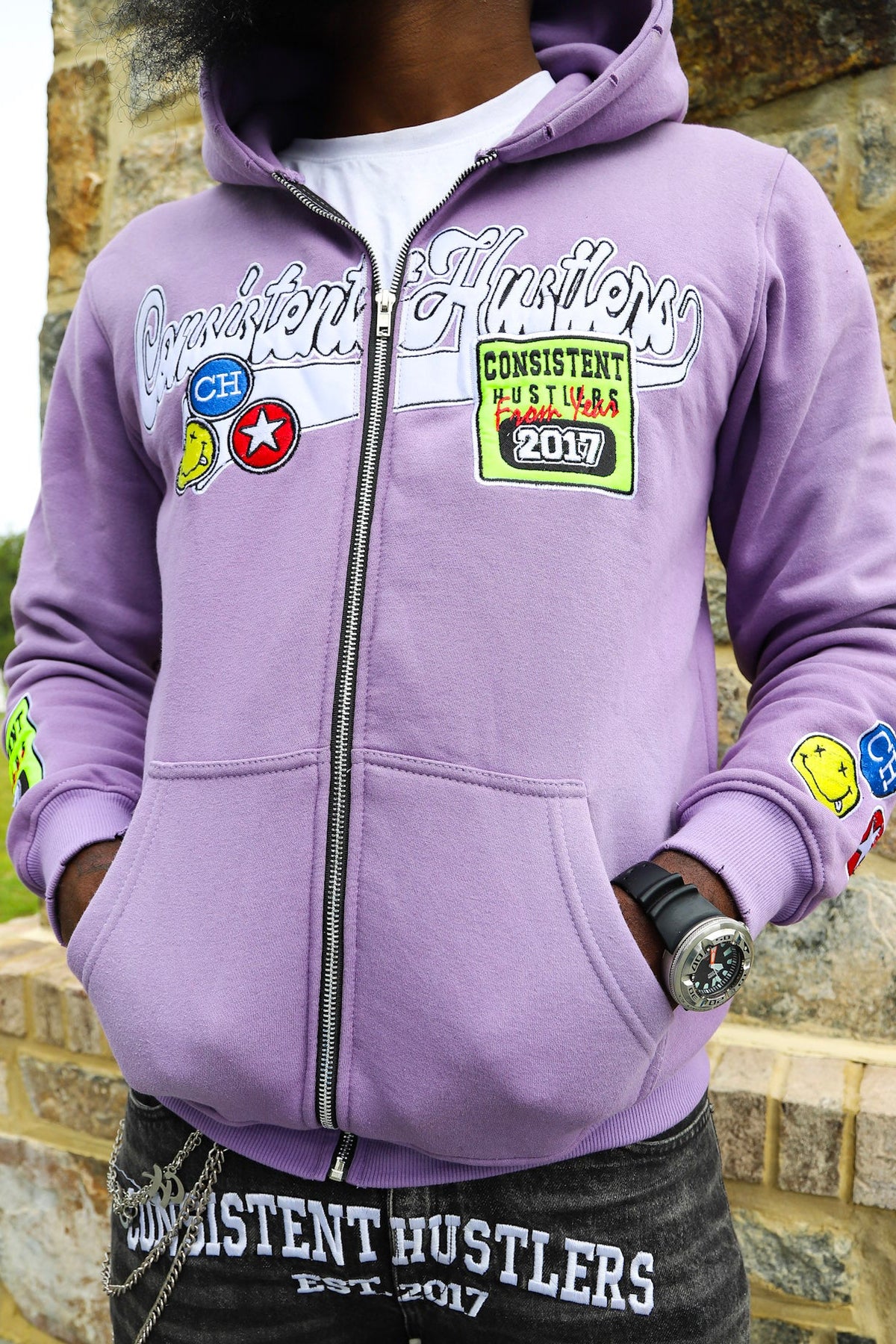 Purple Acid Wash Hoodie