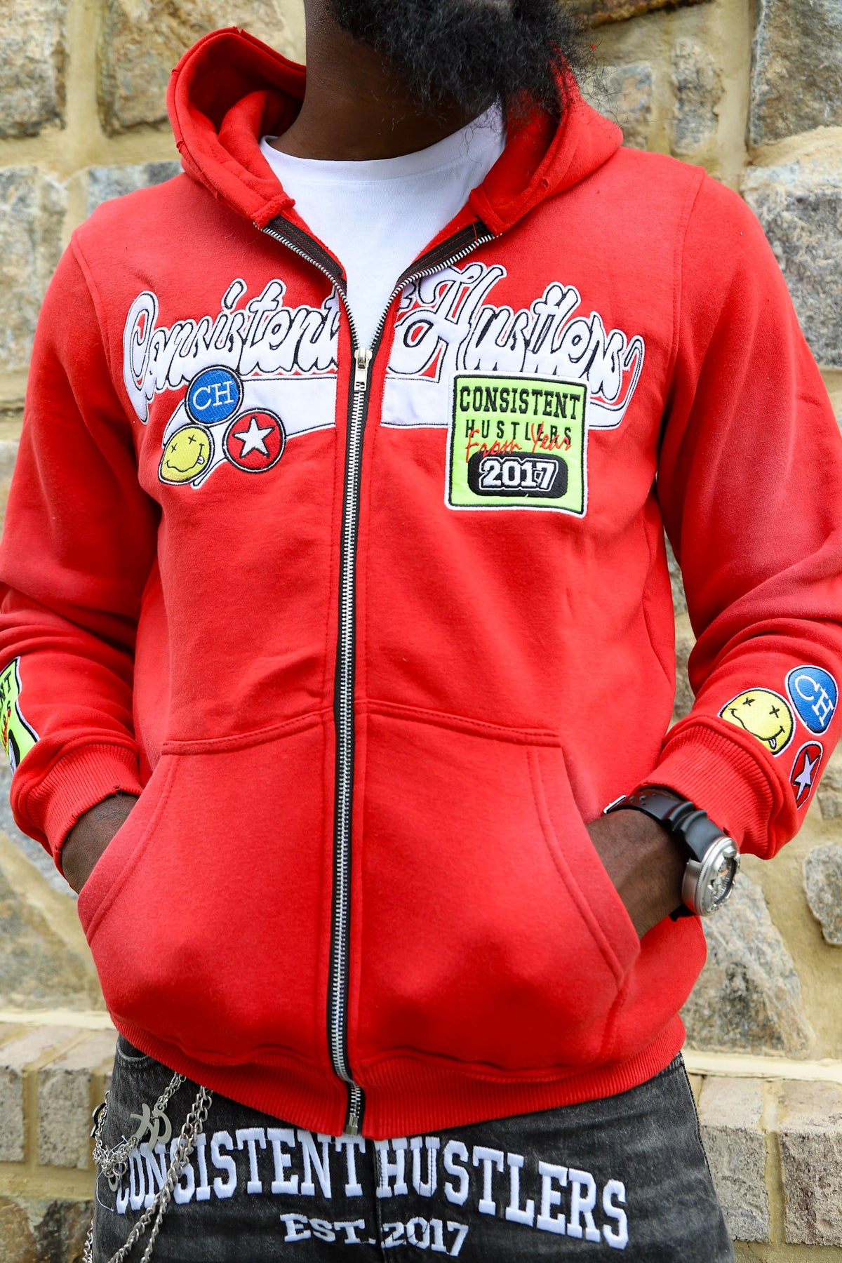 Red Acid Wash Hoodie