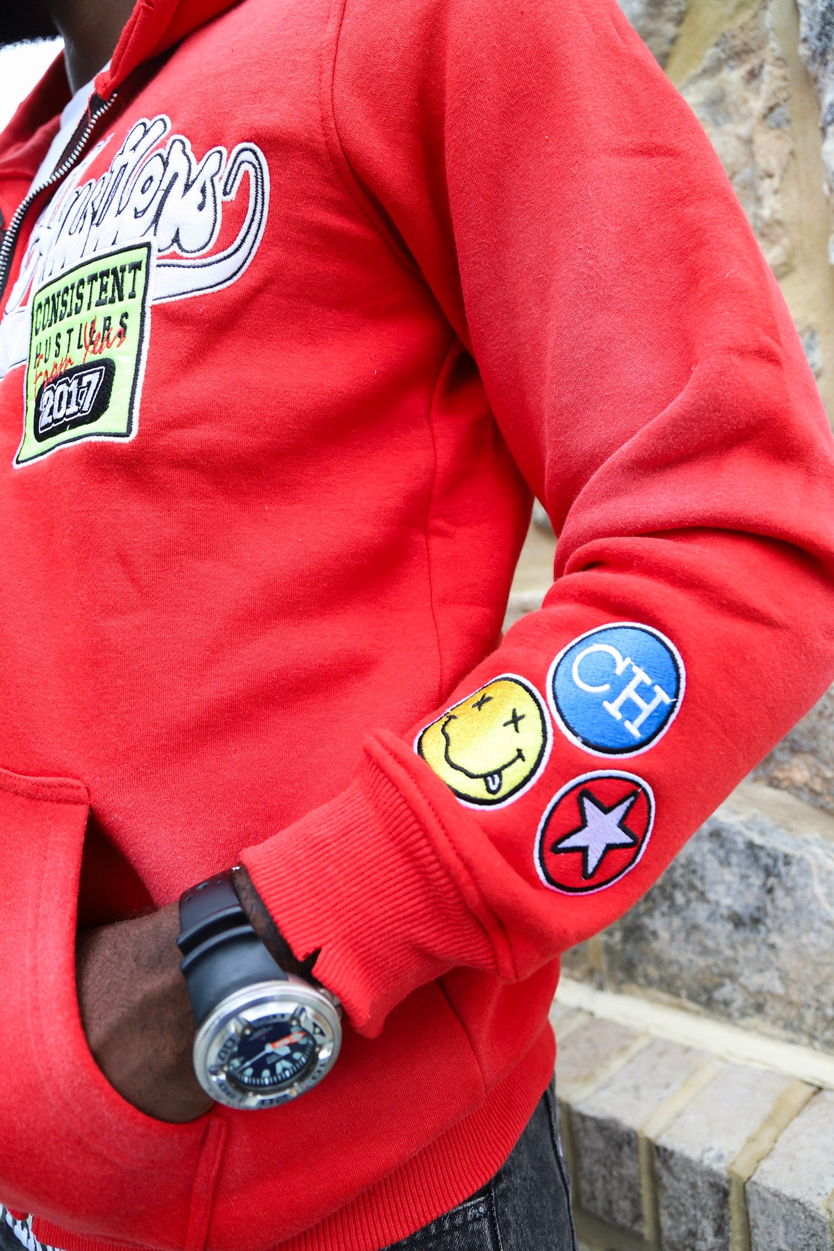 Red Acid Wash Hoodie