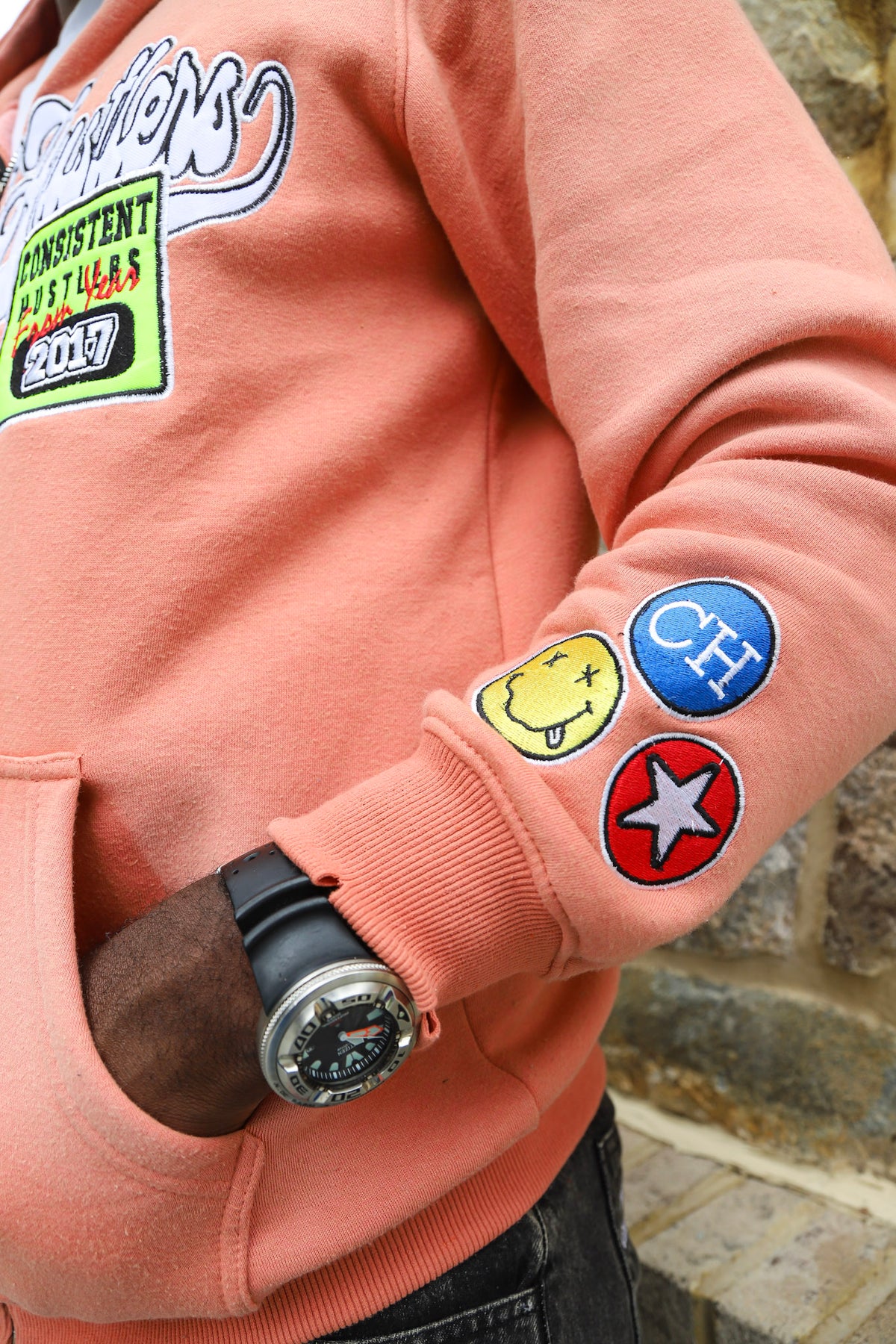 Pink Acid Wash Hoodie