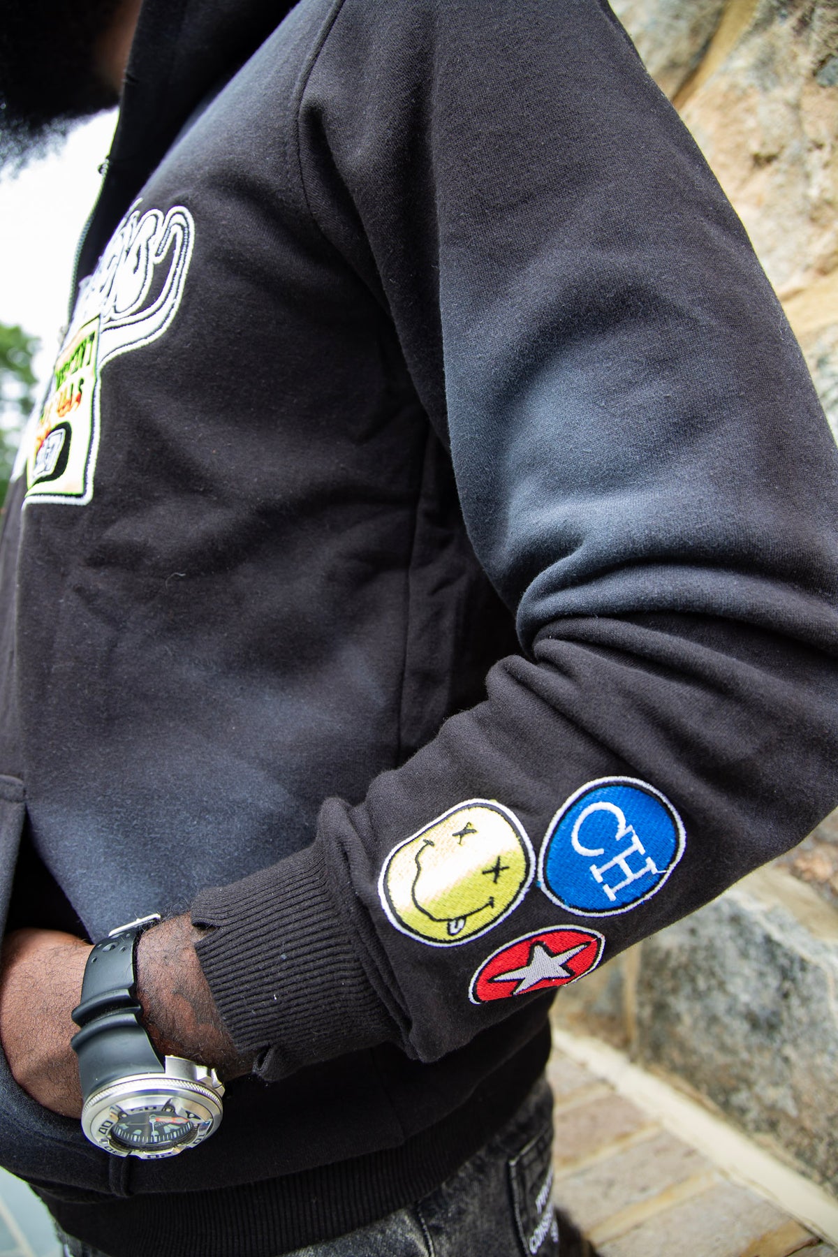 Black Acid Wash Hoodie