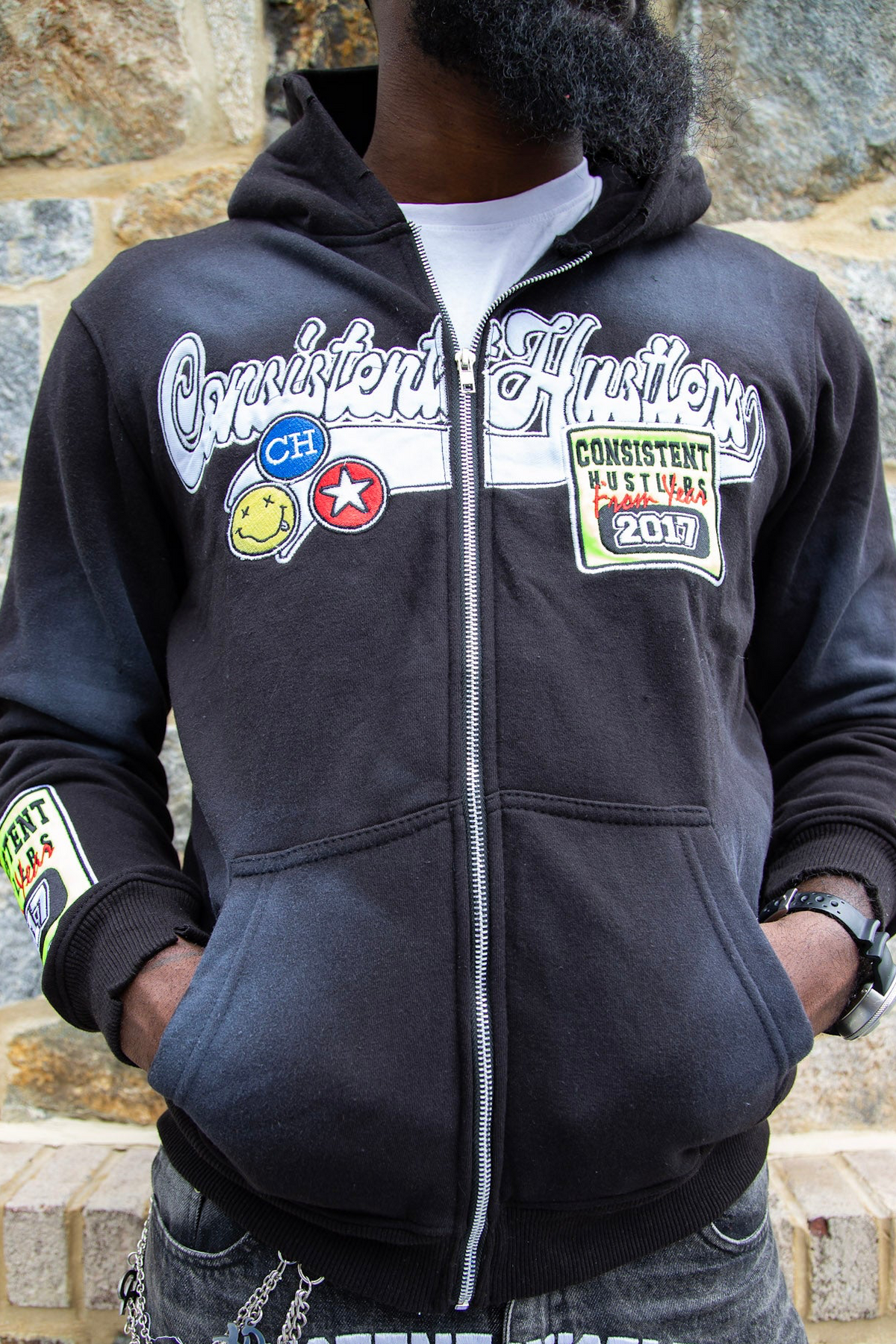 Black Acid Wash Hoodie