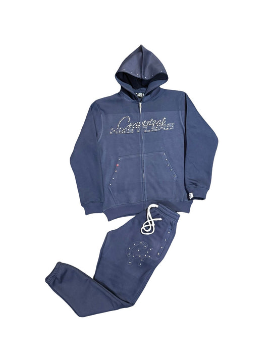 Rhinestone Sweatsuit (Navy Blue)
