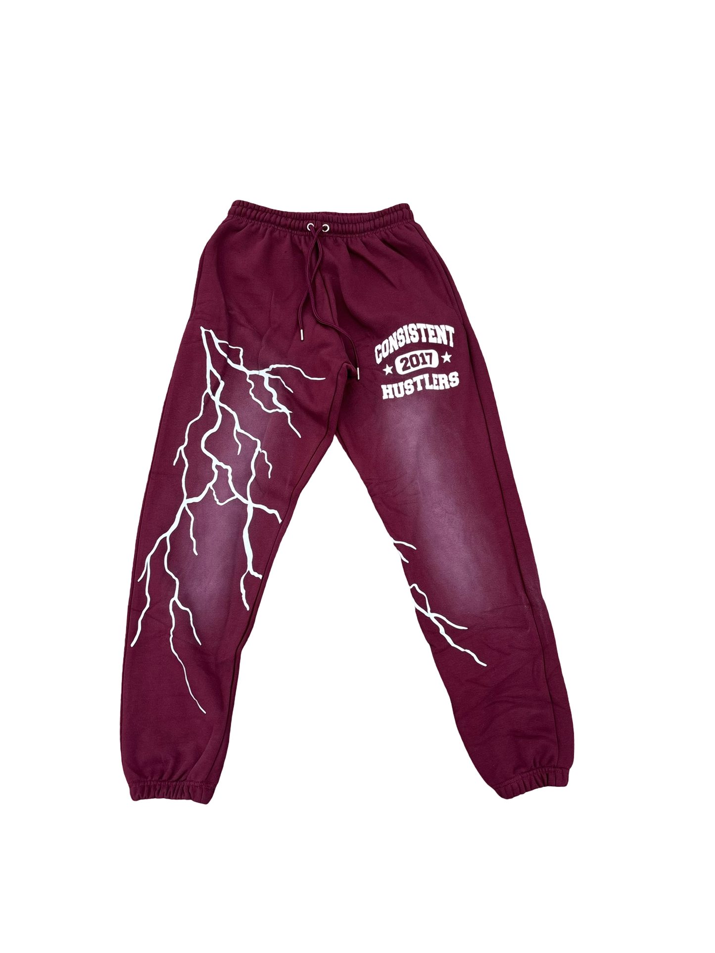 Lighting Bolt Reflective Sweatpants (Burgundy)