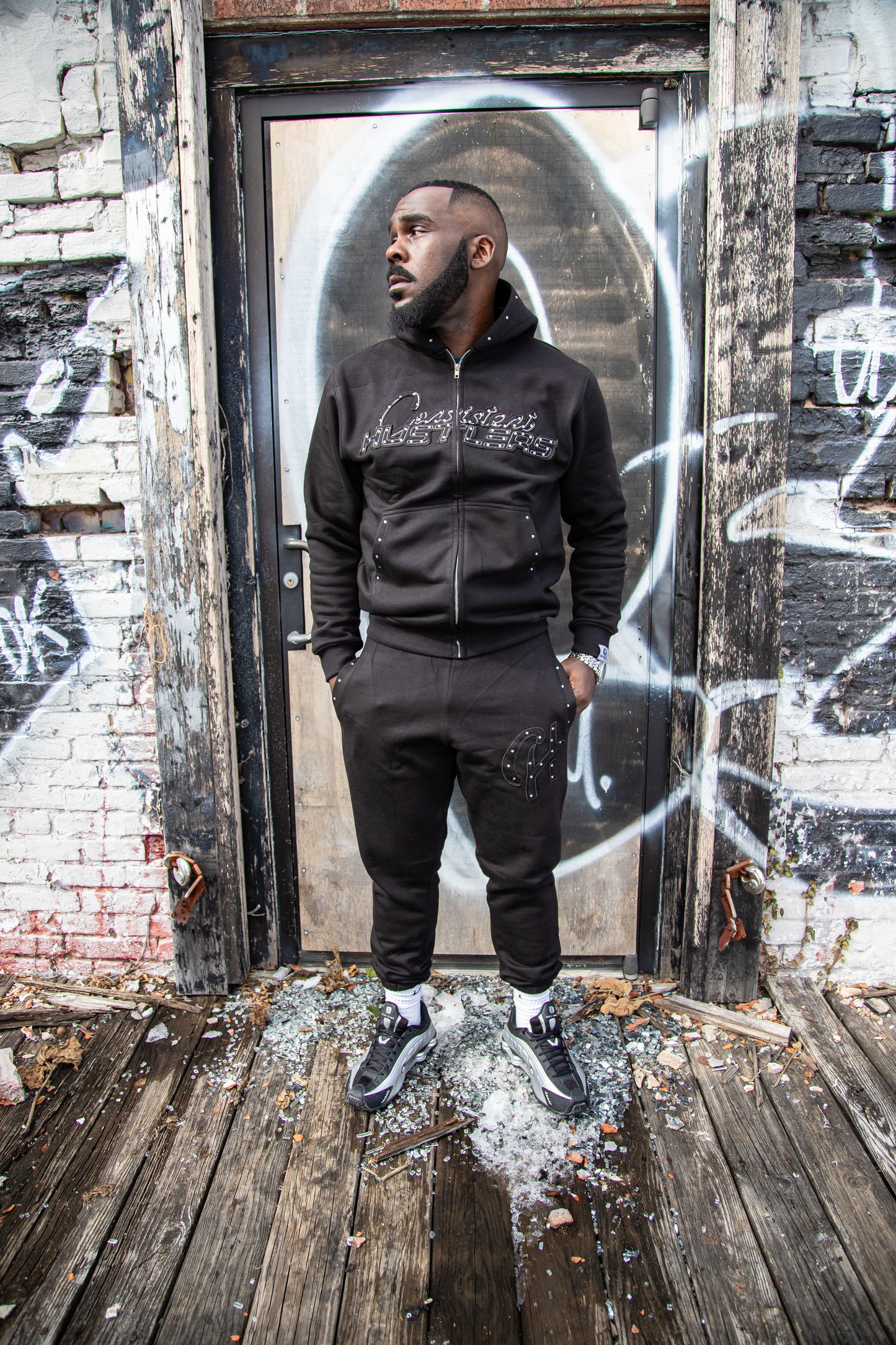 Rhinestone Sweatsuit (Black)